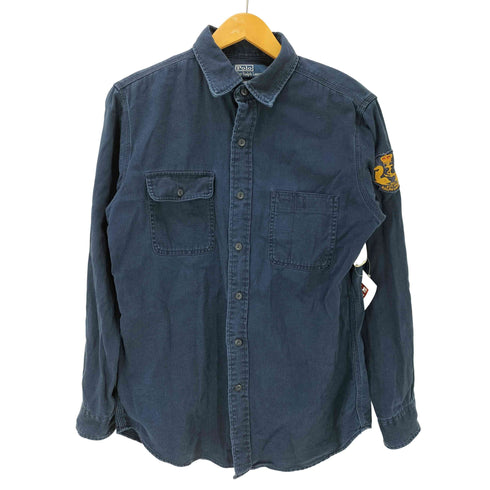 ポロバイラルフローレン Polo by RALPH LAUREN CUSTOM FIT ロゴ ワッペン コットン ツイル ワーク シャツ メンズ import:L